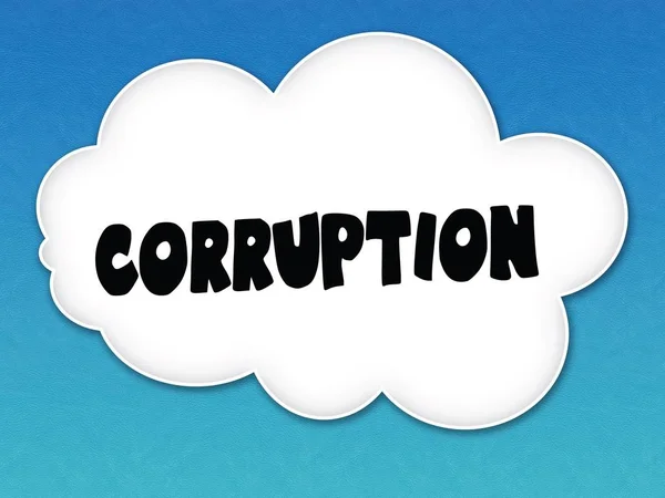 Bílý oblak s korupcí zprávou na pozadí modré oblohy. — Stock fotografie