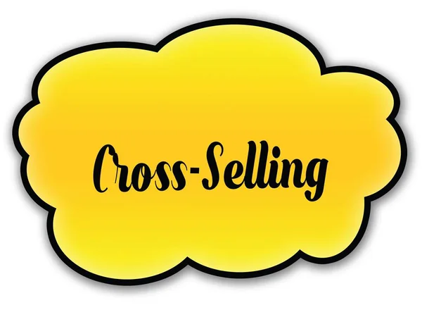Křížový prodej ručně na žlutém mraku s bílým pozadím — Stock fotografie