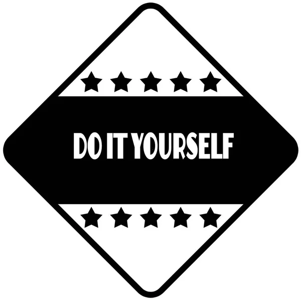 DO IT YOURSELF on black diamond shaped sticker label. — Stock Photo, Image