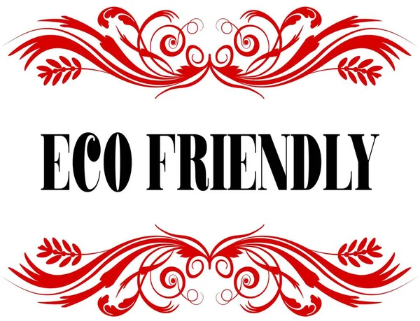 ECO FRIENDLY red floral text frame. — Stock Photo, Image