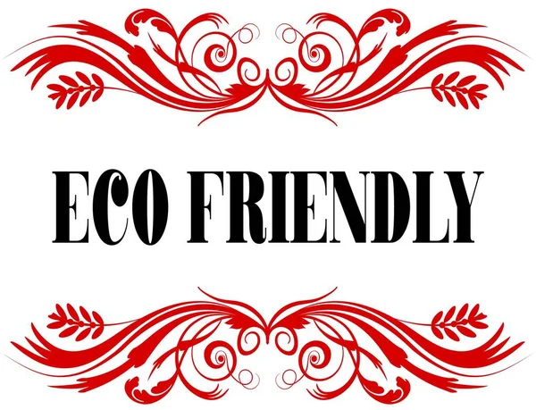 ECO FRIENDLY marco de texto floral rojo . — Foto de Stock