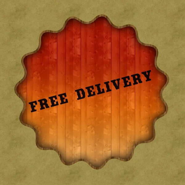 Retro FREE DELIVERY text on wood panel background. — Stock Photo, Image