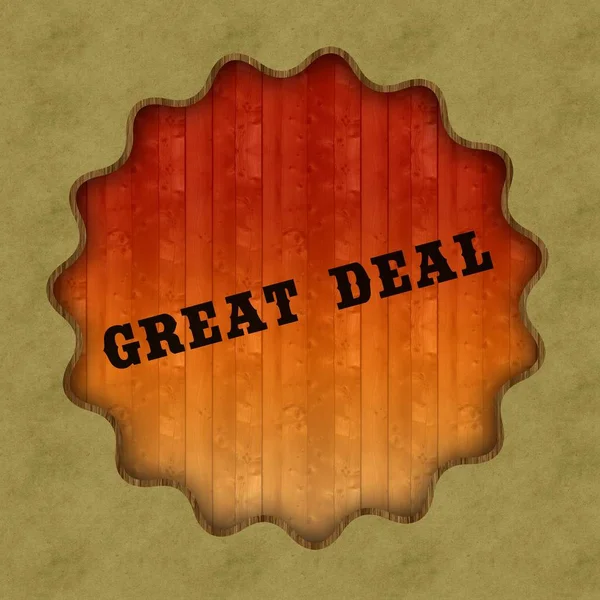Retro GREAT DEAL text on wood panel background. — Stock Photo, Image