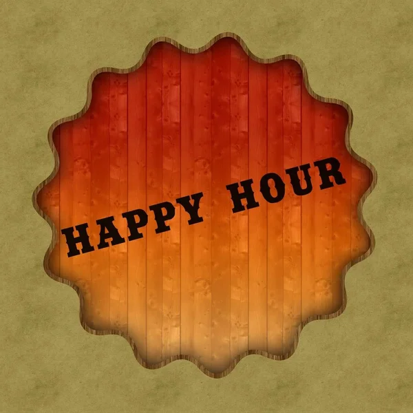 Retro HAPPY HOUR texto no fundo do painel de madeira . — Fotografia de Stock