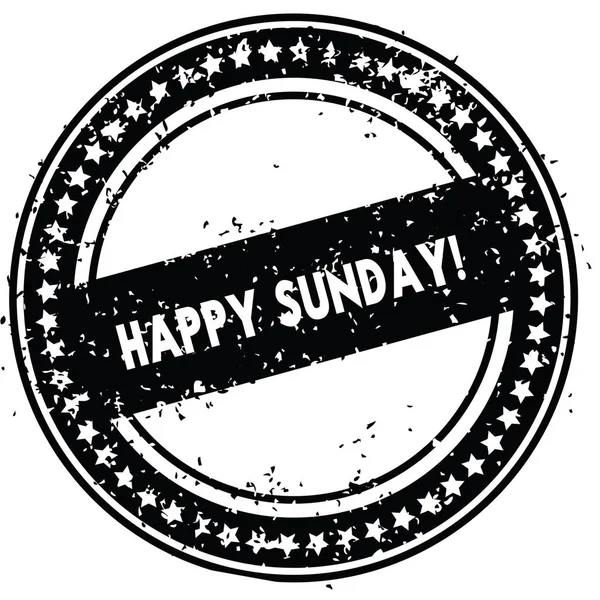 Чорна гумова марка HAPPY SUNDAY з гранжевою текстурою . — стокове фото