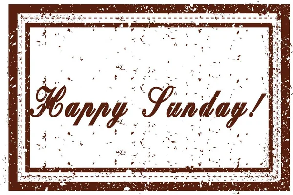 HAPPY SUNDAY   brown square distressed stamp — Stock Photo, Image