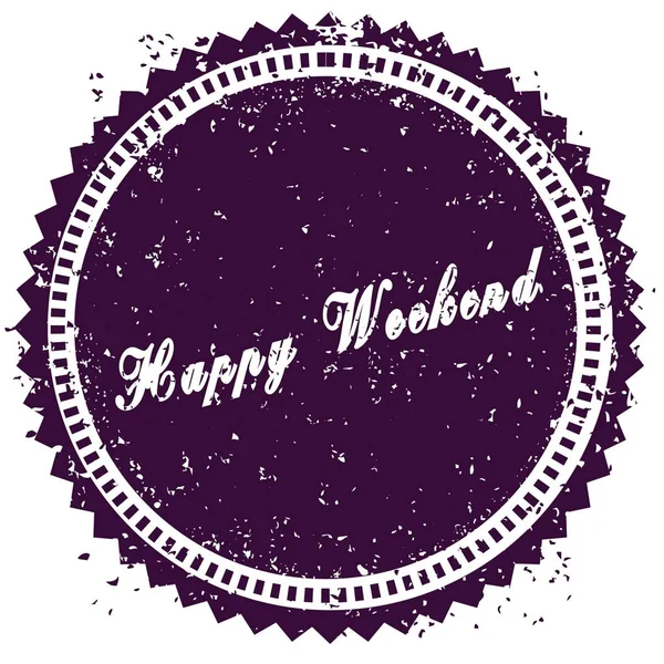 Purple Happy Weekend Distressed Stempel — Stockfoto