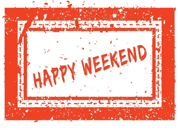 Glückliches Wochenende auf orangefarbenem quadratischem Rahmen mit Grunge-Textur — Stockfoto