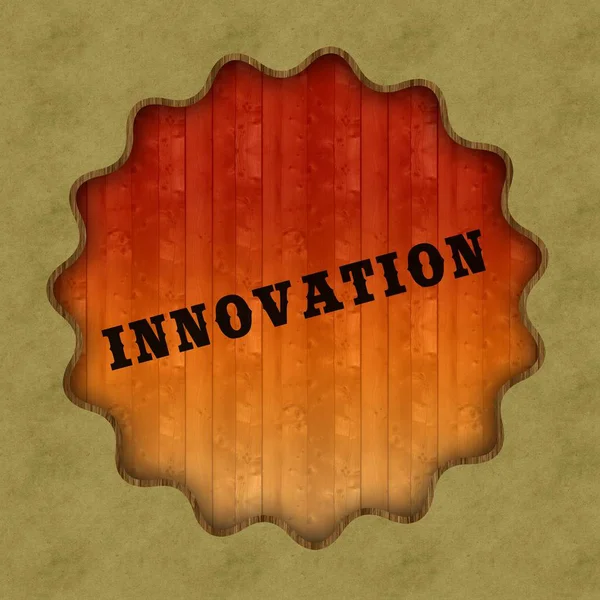 Retro inovace text na dřevo panel pozadí. — Stock fotografie