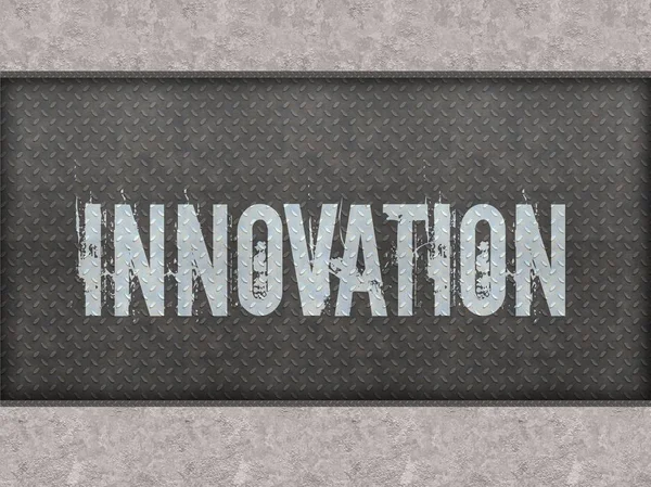 INNOVATION peinte sur mur de panneau métallique . — Photo