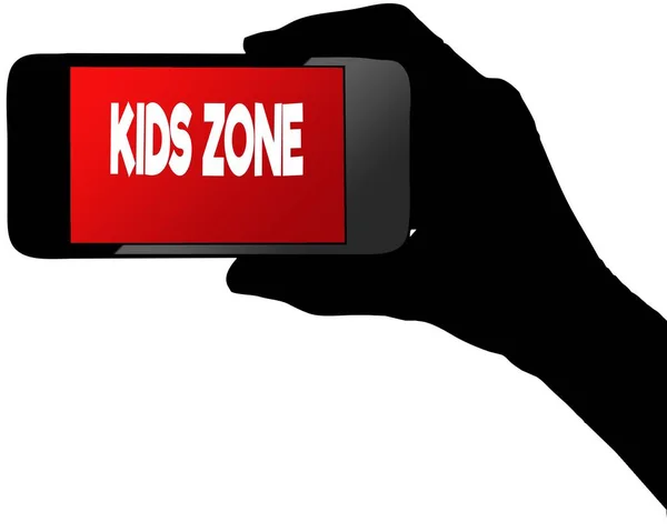 ZONE ENFANTS sur écran de smartphone rouge . — Photo