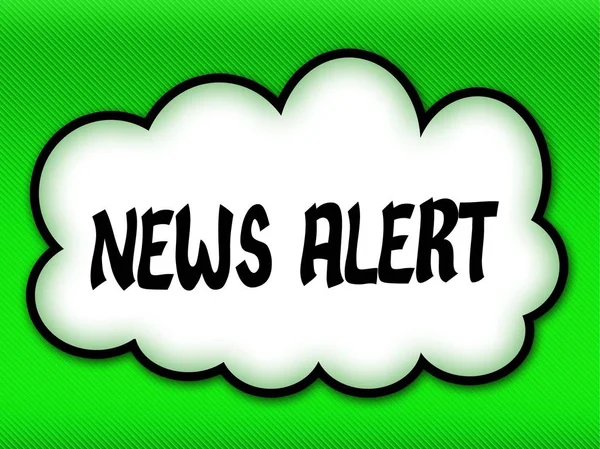 Comic style cloud with NEWS ALERT writing on bright green backgr