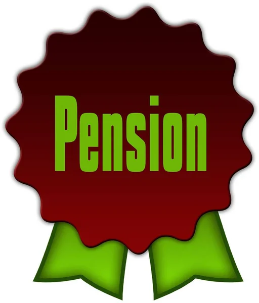 PENSION on red seal with green ribbons. — Stock Photo, Image