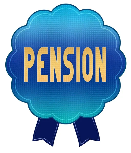Niebieski odznaka wstążki Pension. — Zdjęcie stockowe