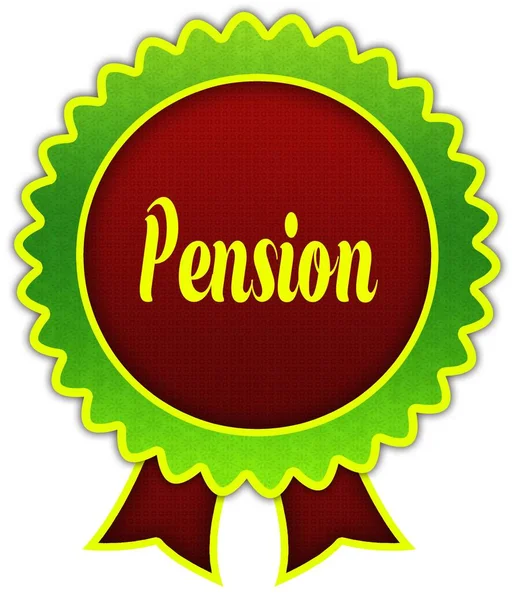 PENSION on red and green round ribbon badge. — Stock Photo, Image