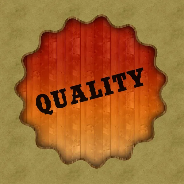 Retro QUALITY text on wood panel background. — Stock Photo, Image