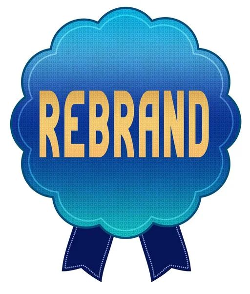 Modrá stuha odznak Rebrand. — Stock fotografie