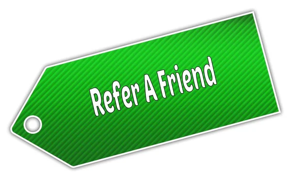 Striped green REFER A FRIEND label. — Stock Photo, Image