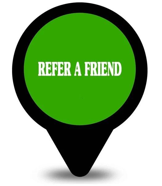 Refer A Friend op groene locatie aanwijzer afbeelding — Stockfoto