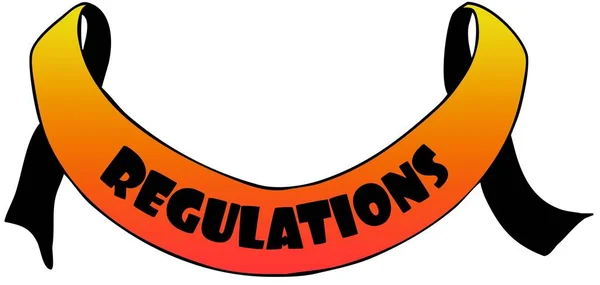 Narancssárga szalag withregulations szöveg. — Stock Fotó