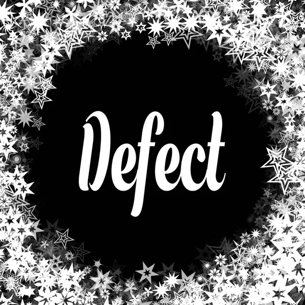 DEFECT on black background with different white stars frame. — Stock Photo, Image