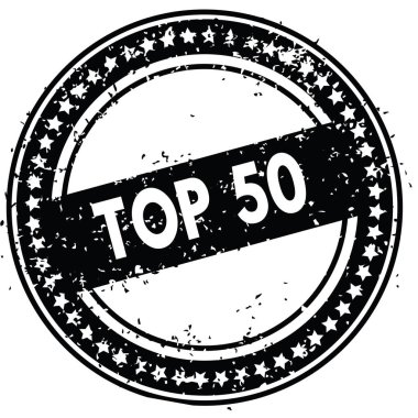 Siyah Top 50 sıkıntılı lastik damgası doku ile.
