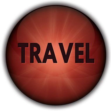 Seyahat kırmızı düğmeye rozeti.