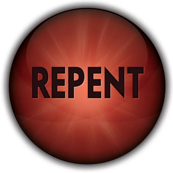 Badge bouton rouge REPENT . — Photo