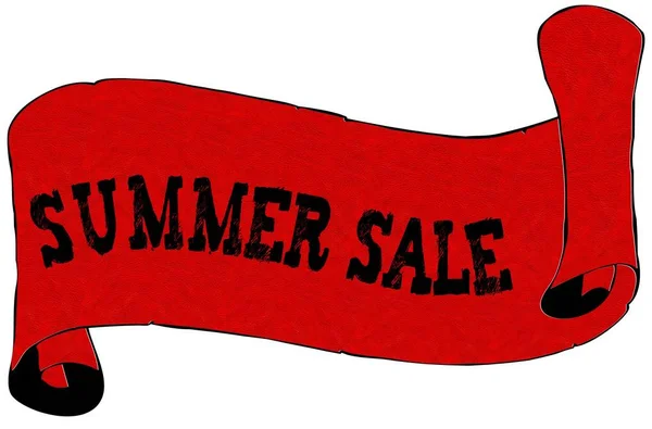 Czerwony Zwój papieru z tekstem Summer Sale. — Zdjęcie stockowe