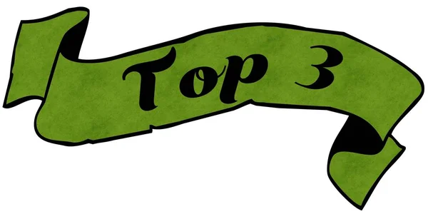 TOP 3 green ribbon. — Stock Photo, Image