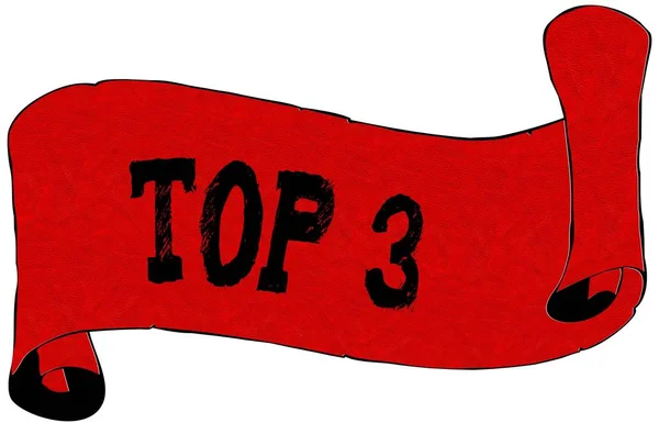 Carta scorrevole rossa con testo TOP 3 . — Foto Stock