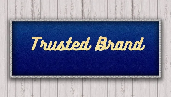 Güvenilir marka mavi deri desen resim hangi üzerinde el yazısı — Stok fotoğraf