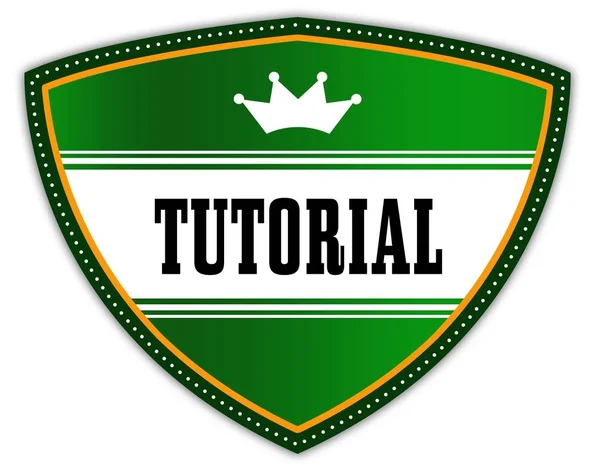 TUTORIAL написаний на зеленому щиті з короною . — стокове фото