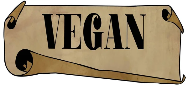 VEGAN on old rolled paper — Stock Photo, Image