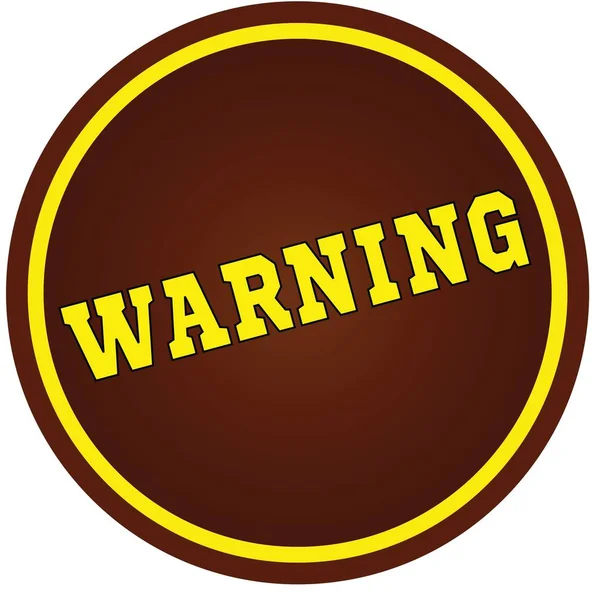Round, brown and yellow, WARNING stamp on white background. — Stock Photo, Image