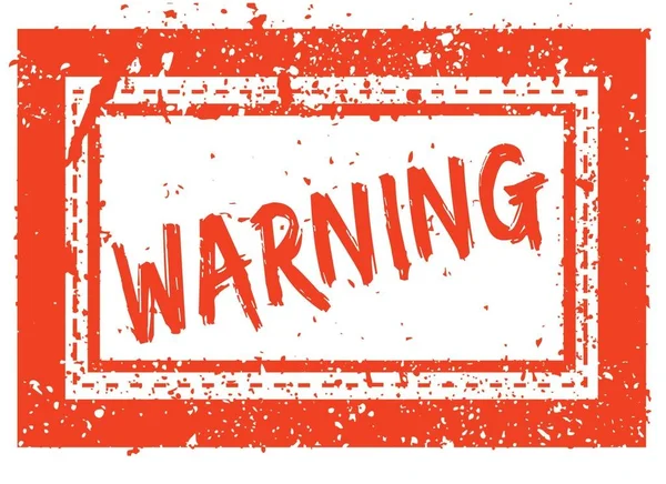 WARNING on orange square frame rubber stamp with grunge texture — Stock Photo, Image