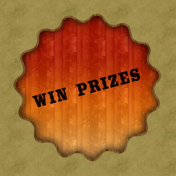 Retro WIN PRIZES text on wood panel background. — Stock Photo, Image