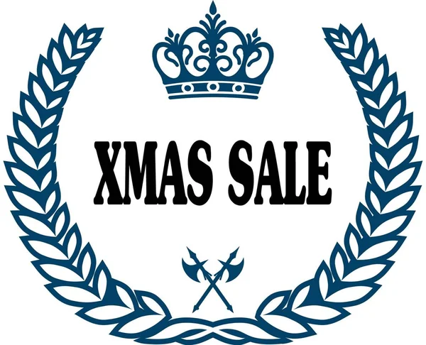 Синие лавровые печати с текстом XMAS SALE . — стоковое фото