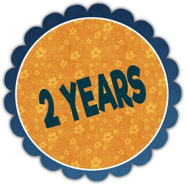 2 yıl metin çiçek etikette.