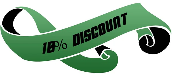 Nastro a scorrimento verde con 10 PERCENT SCONTO messaggio . — Foto Stock