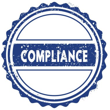 Uyum damgası. etiket. mühür. Mavi yuvarlak grunge vintage şerit işareti