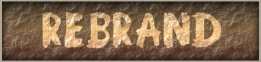 Rock panel arka plan üzerinde boya ile yazılmış rebrand