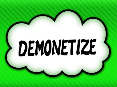 Çizgi roman tarzı bulut ile parlak yeşil backgr Demonetize yazma