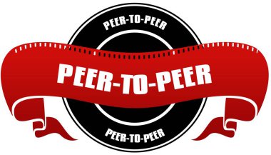 Siyah ve kırmızı Peer To Peer rozet ve şerit.