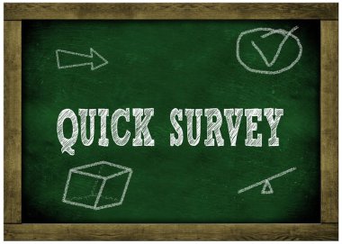 Ahşap çerçeve yeşil kara tahta hızlı anket mesaj tebeşir el yazısı ile.