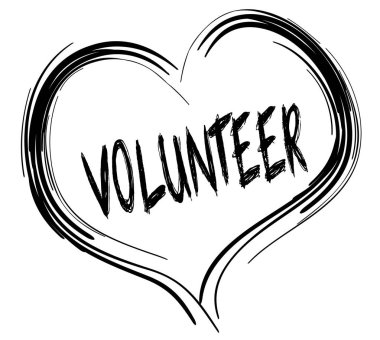 Gönüllü metinle kabataslak siyah kalp.