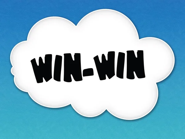 Nuvola bianca con messaggio WIN WIN su sfondo cielo blu . — Foto Stock