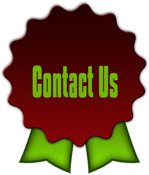 CONTACT US on red seal with green ribbons.