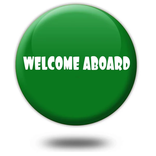 Welkom aan boord op groene 3d knop. — Stockfoto