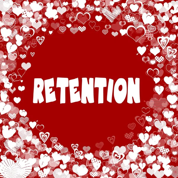 Hearts frame with RETENTION text on red background.